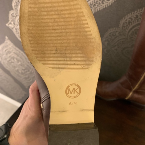 6.5 Michael Kors Fulton Harness BrownLeather Riding Boots - Picture 5 of 7